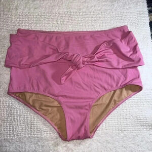Kortni Jeane swimsuit swim wear pink bikini bottoms women’s size large front tie